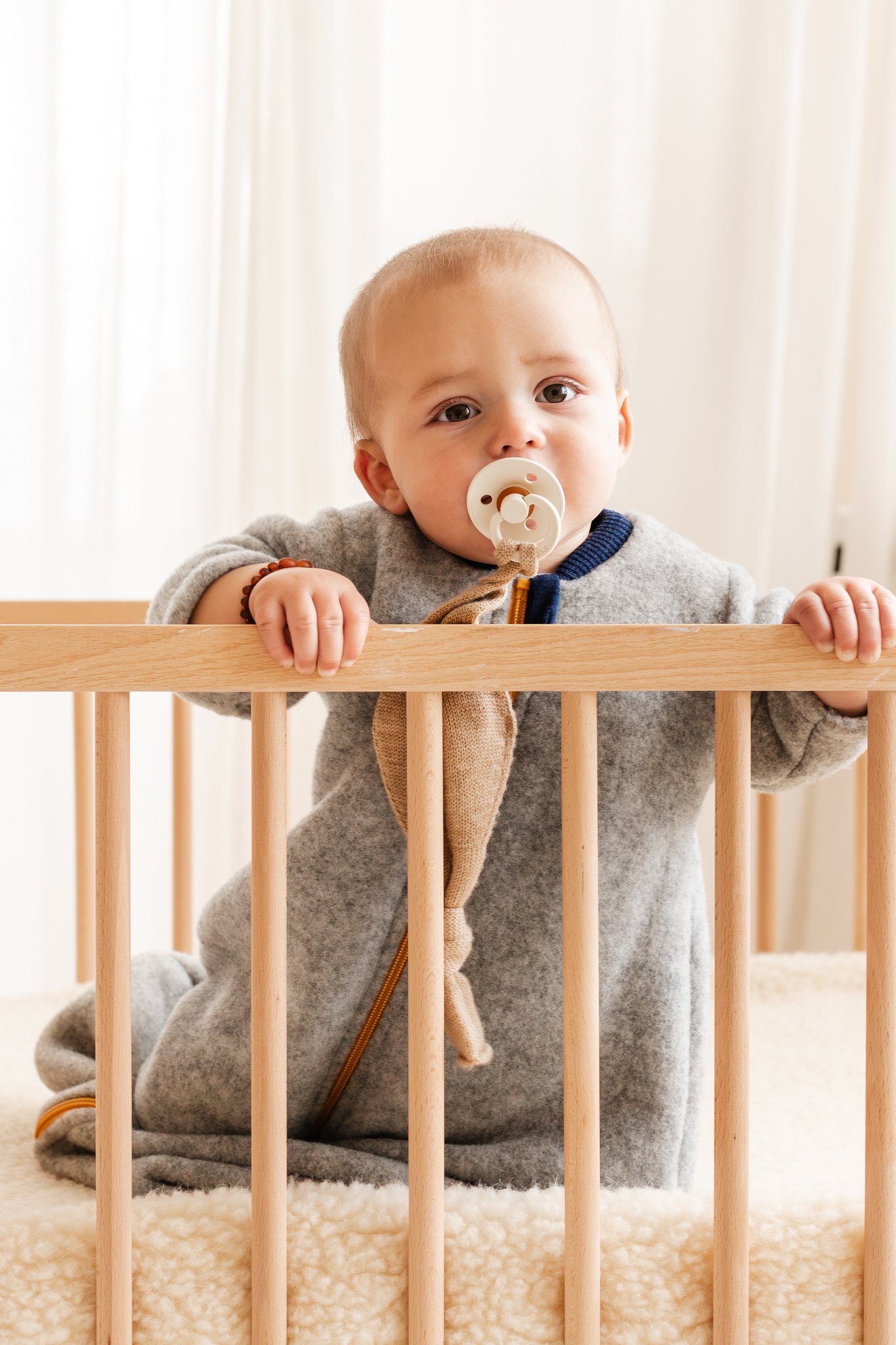 Engel Natur Wolfleece Slaapzak Met Rits - Light Grey Melange