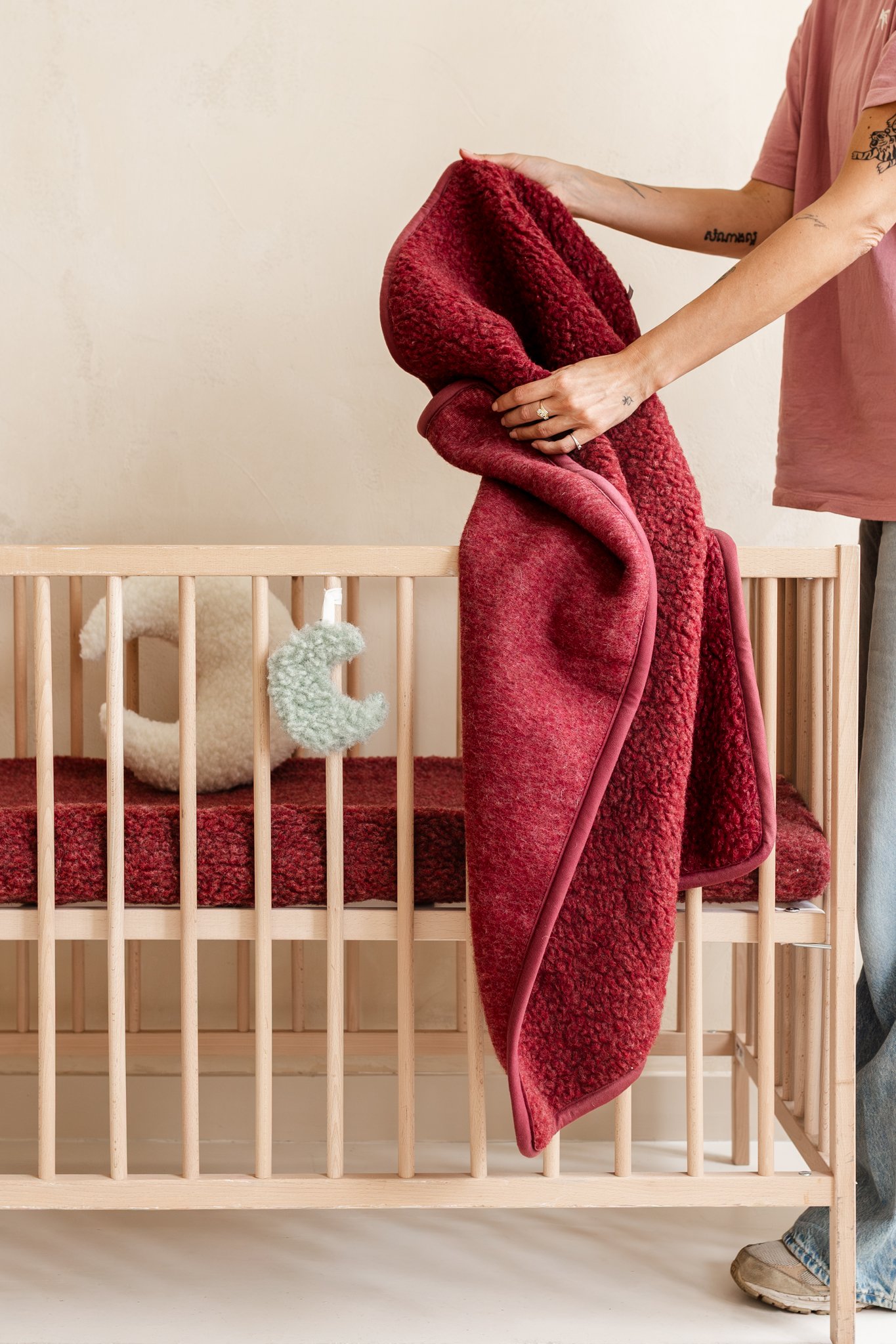 gallery image Merino Wollen Deken Bordeaux Melange