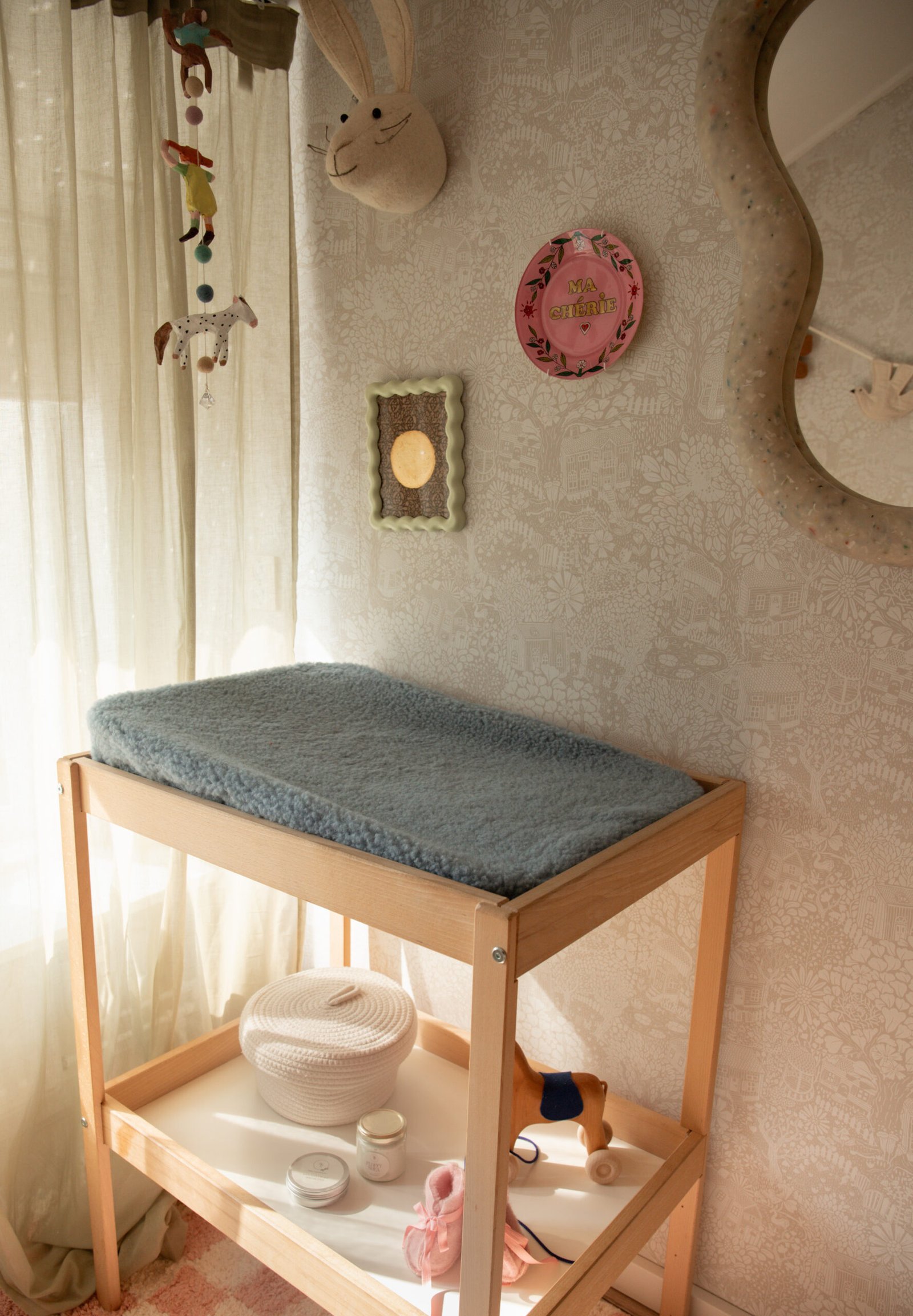 gallery image Wollen Verschoonkussenhoes Ice Blue