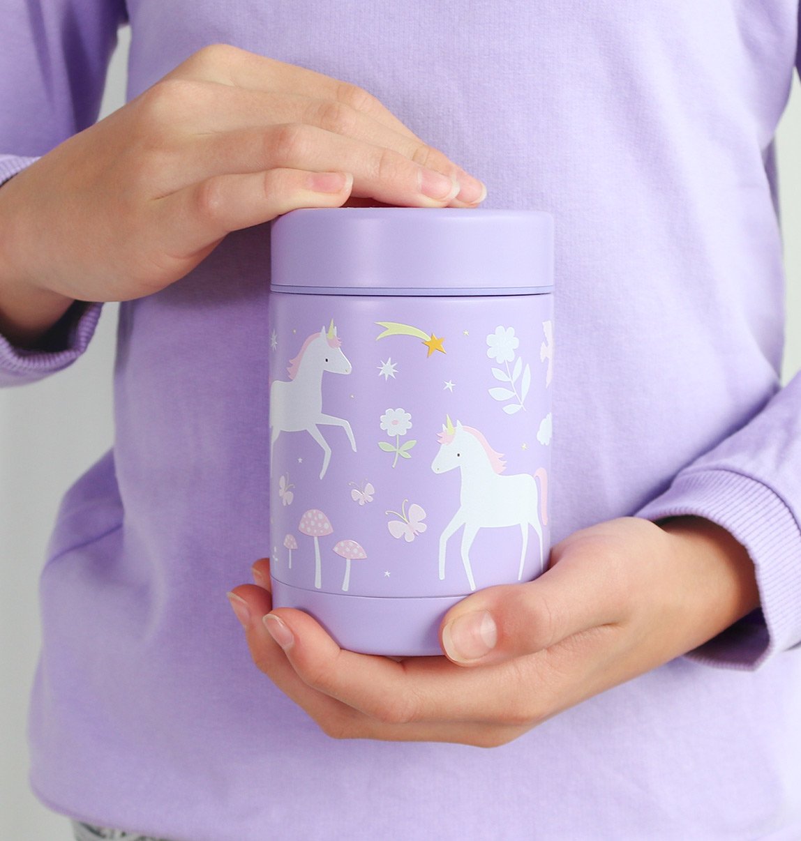 gallery image A Little Lovely Company Geïsoleerde RVS Voedselpot Unicorn Dreams 300 ml