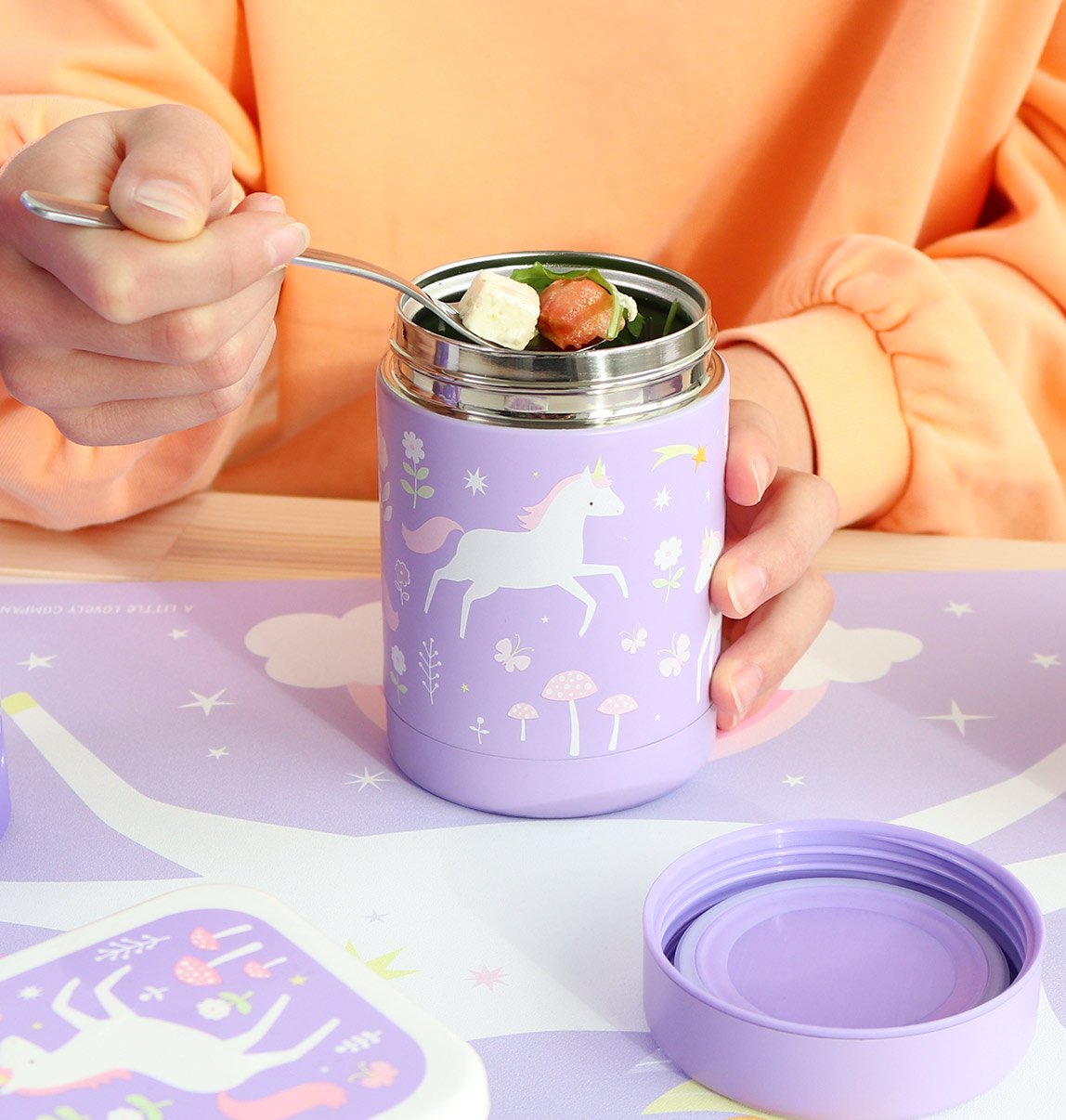 gallery image A Little Lovely Company Geïsoleerde RVS Voedselpot Unicorn Dreams 300 ml